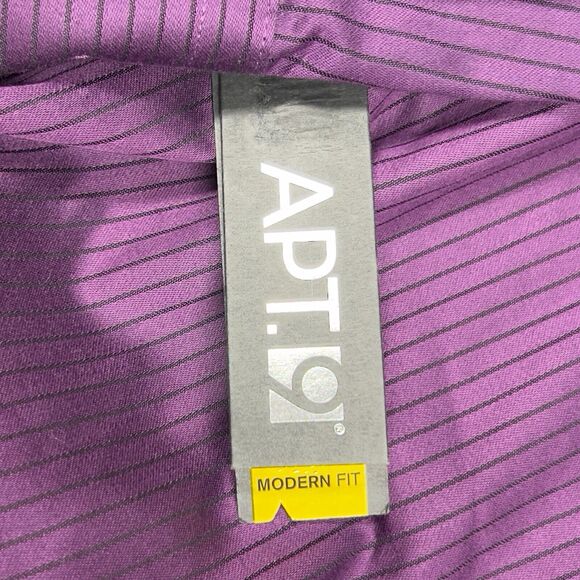 VTG APT 9 Luxury Shirt Mens XL Purple Black Striped Modern Fit Button Down NWT - Picture 7 of 16